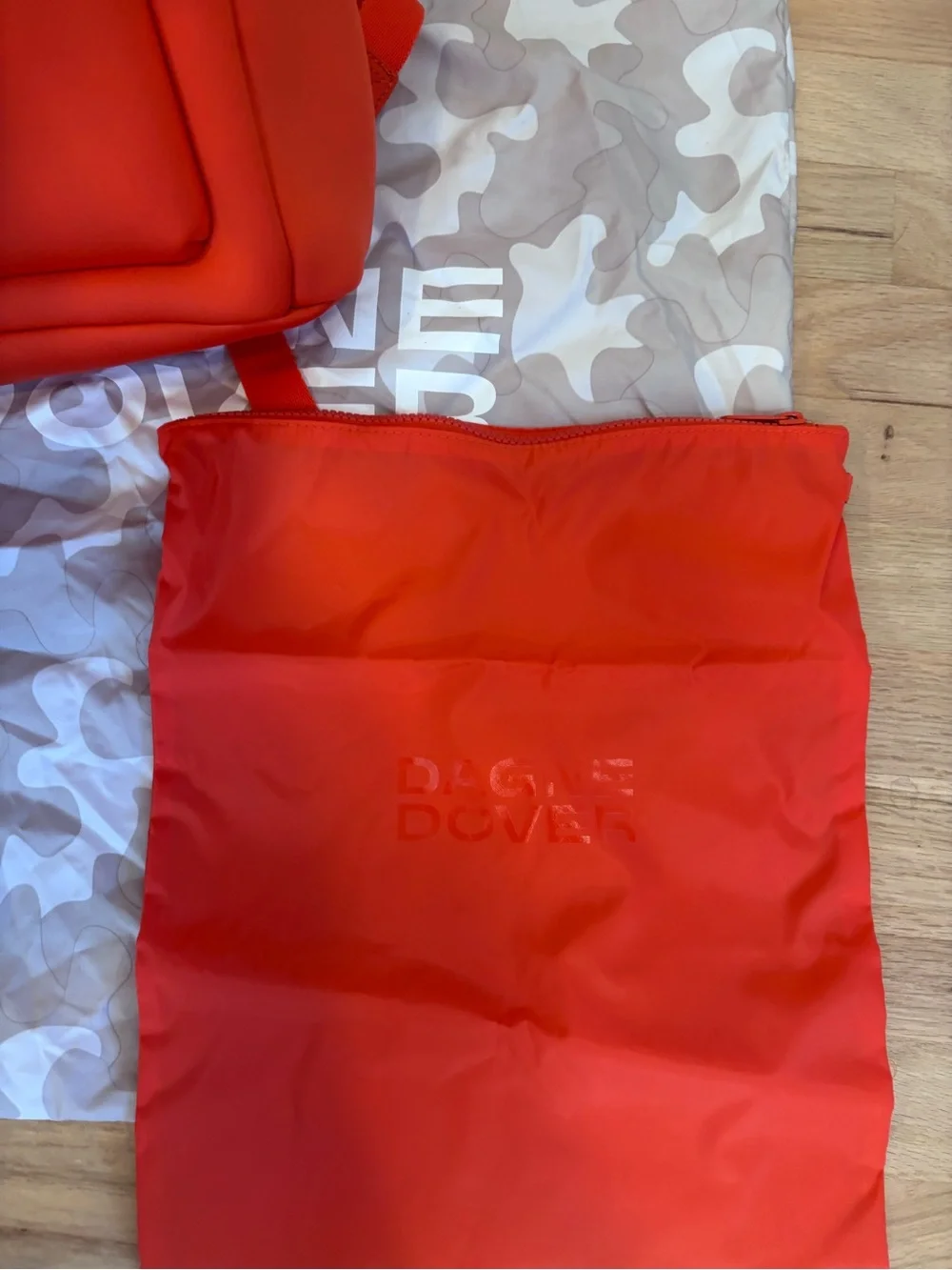 DAGNE DOVER Small Dakota Neoprene Backpack In Goji (orange)